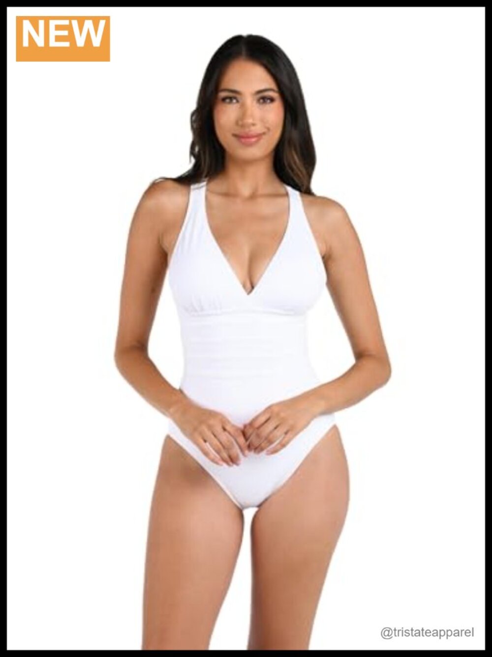 One Piece Swimsuit V-Plunge Cross Back Tummy Control